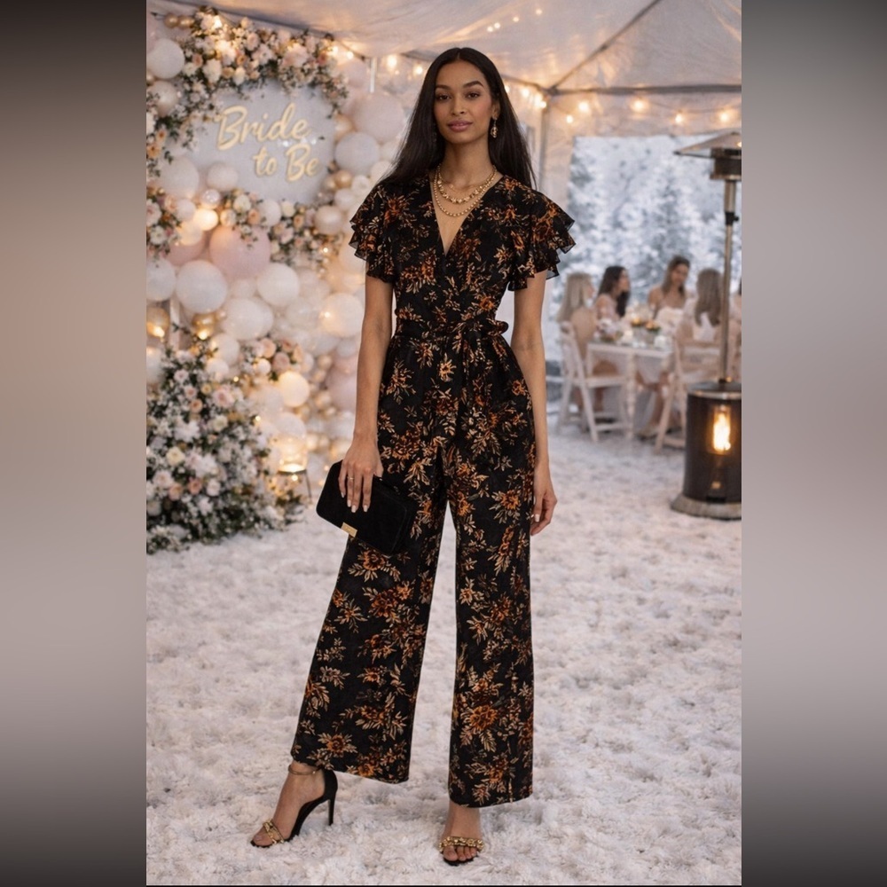 Anthropologie NWT HUTCH FLORAL WRAP-FRONT JUMPSUIT size 2.